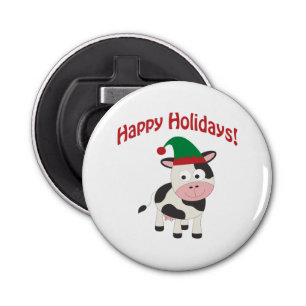 Happy Holidays! Cow Elf Bottle Opener