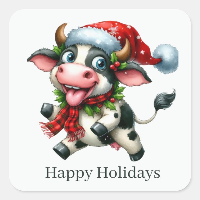 Happy Holidays cow lovers  Square Sticker (Front)
