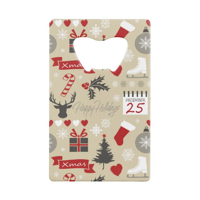 Happy Holidays Credit Card Bottle Opener (Front)