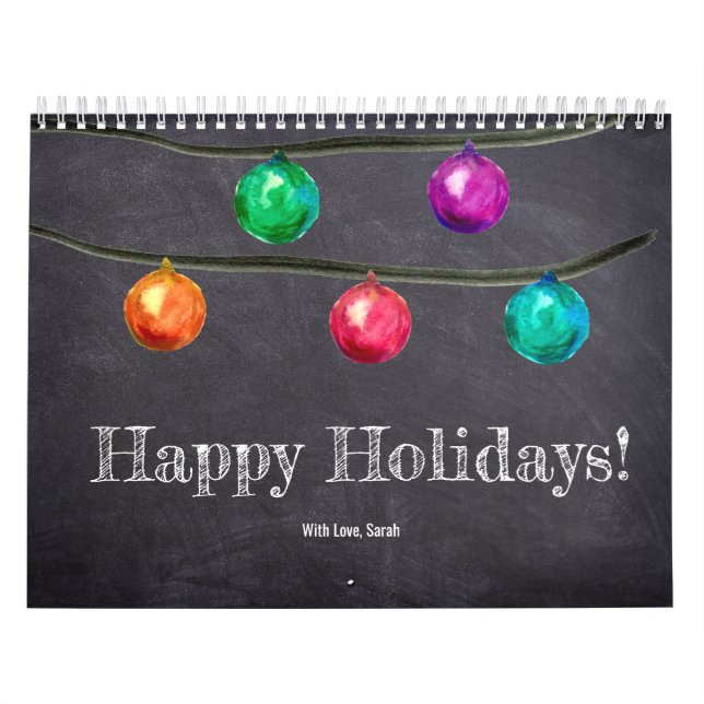 Happy Holidays custom 12 photos monthly  Calendar (Cover)