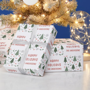Happy Holidays Custom Name Christmas Wrapping Paper