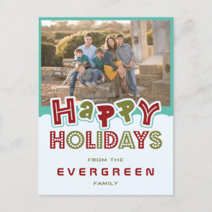 Happy Holidays custom Photo & Name postcard