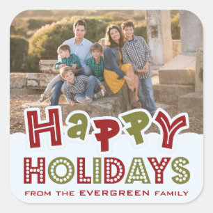Happy Holidays custom Photo & Name stickers