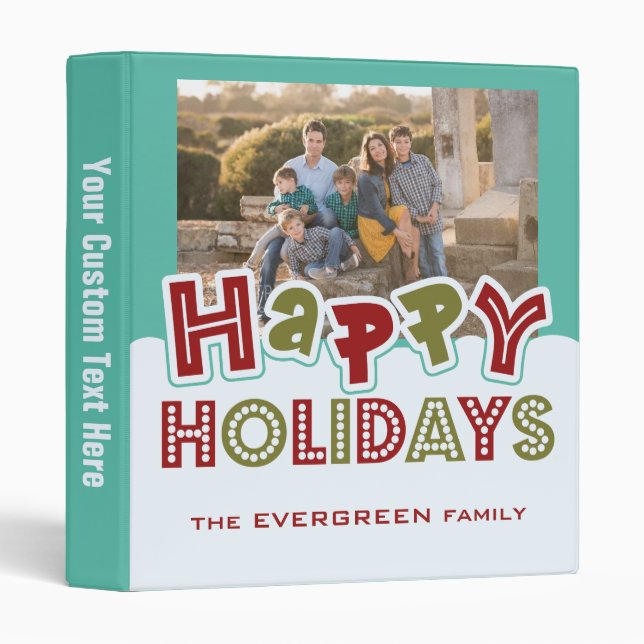 Happy Holidays custom photo & text binders (Front/Spine)