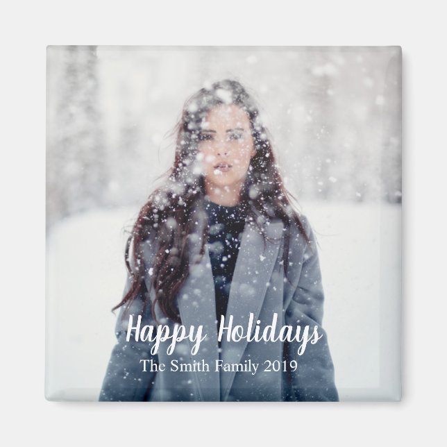 Happy Holidays Customizable Christmas Magnet (Front)