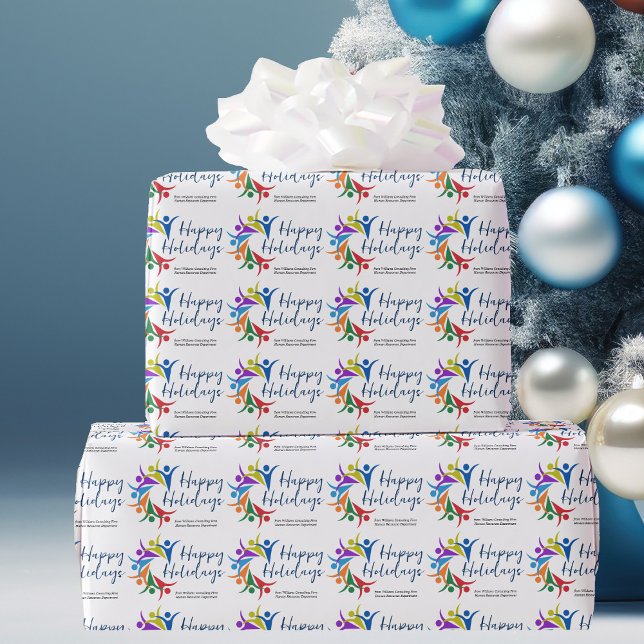 Happy Holidays Customizable Company Holiday Wrapping Paper (Creator Uploaded)