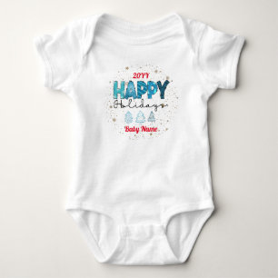 Happy Holidays Customize Baby Bodysuit
