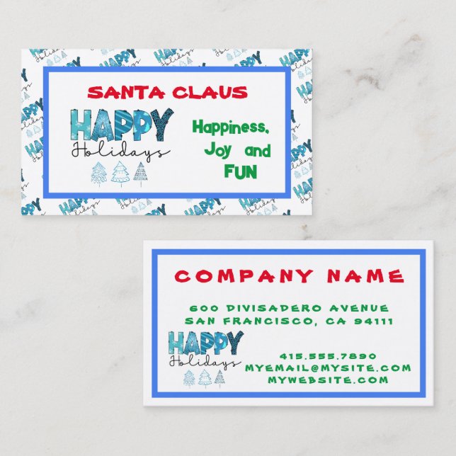 Happy Holidays Customize Business Card (Front/Back)