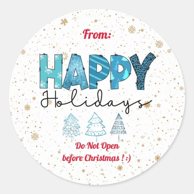 Happy Holidays Customize Classic Round Sticker (Front)