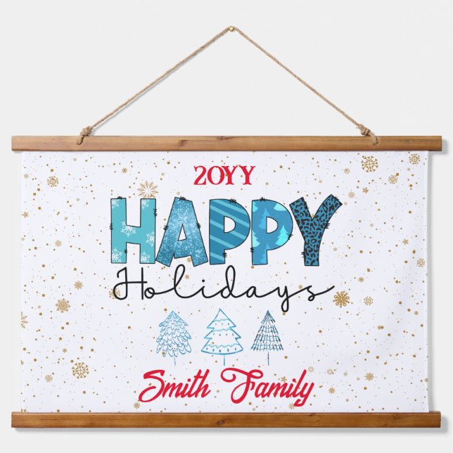 Happy Holidays Customize Hanging Tapestry (Front)