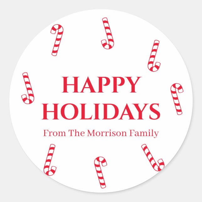 Happy Holidays, customize name gift favour sticker (Front)