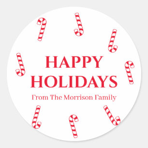 Happy Holidays, customize name gift favour sticker