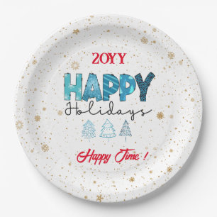 Happy Holidays Customize Paper Plate