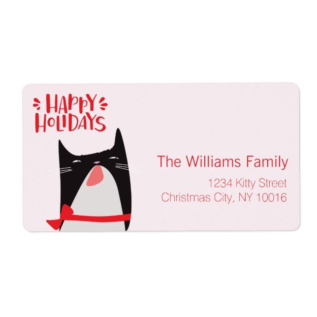 Happy Holidays - Cute Christmas Cat Cartoon (Front)