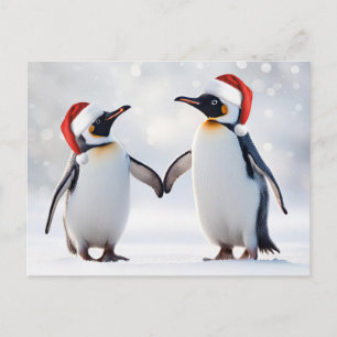 Happy Holidays Cute Christmas with Penguins Holiday Postcard