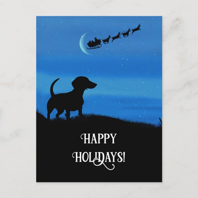 Happy Holidays Cute Dachshund Santa Holiday Postcard (Front)