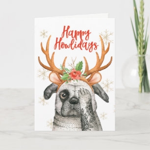 Happy Holidays Cute Dog Christmas Card