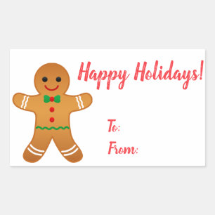 Happy Holidays! Cute Gingerbread Man Christmas Sticker