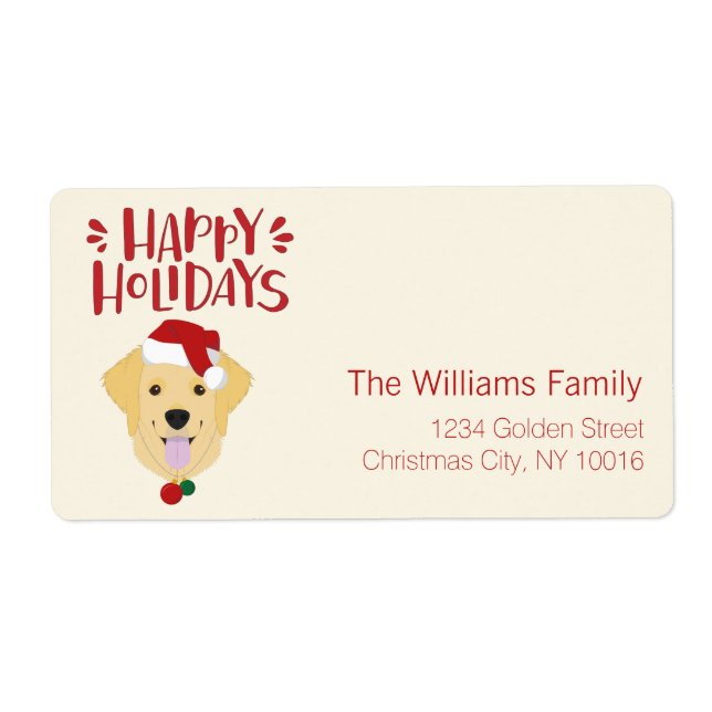 Happy Holidays - Cute Golden Retriever Christmas (Front)
