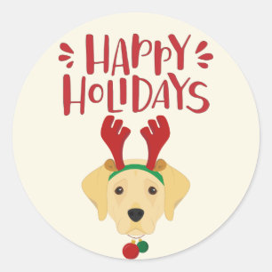 Happy Holidays - Cute Labrador Christmas Classic Round Sticker