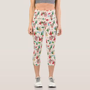 Happy Holidays   Cute Mickey Plaid Pattern Capri Leggings