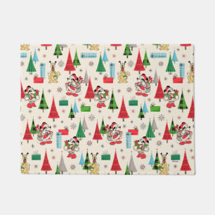 Happy Holidays   Cute Mickey Plaid Pattern Doormat