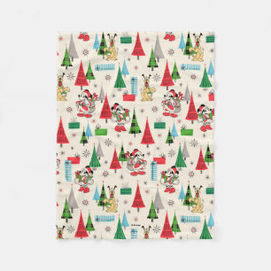 Happy Holidays   Cute Mickey Plaid Pattern Fleece Blanket