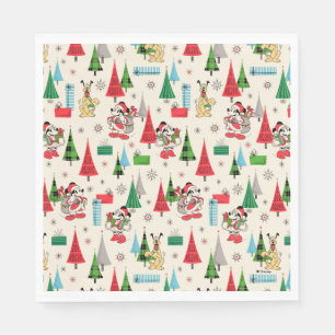 Happy Holidays   Cute Mickey Plaid Pattern Napkin