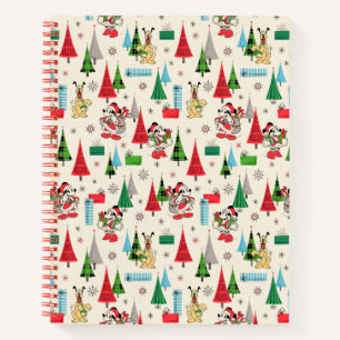 Happy Holidays   Cute Mickey Plaid Pattern Notebook