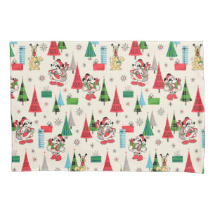 Happy Holidays   Cute Mickey Plaid Pattern Pillowcase
