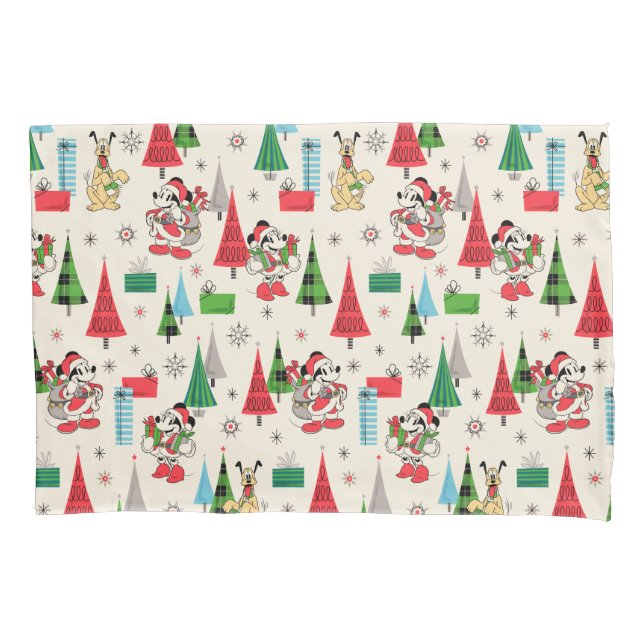 Happy Holidays | Cute Mickey Plaid Pattern Pillowcase (Front)