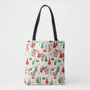 Happy Holidays   Cute Mickey Plaid Pattern Tote Bag