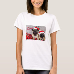 Happy Holidays Cute Pet Dog Pug Fun T-Shirt