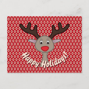 Happy Holidays Cute Reindeer Christmas Holiday Postcard