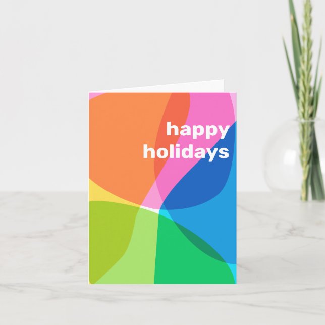 Happy Holidays Cute Simple Colourful Blank Folded Holiday Card (Front)