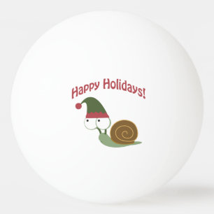Happy Holidays Cute snail Christmas elf Ping Pong Ball