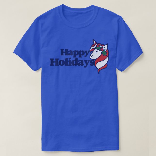 Happy Holidays  cute Unicorn Christmas tee s  (Design Front)