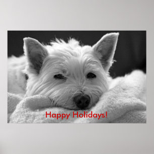 Happy Holidays - Cute Westie Dog Poster