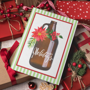 Happy Holidays Decorated Growler  Holiday Card