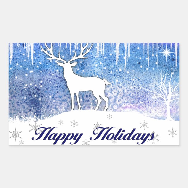 Happy Holidays Deer Scene Sticker (Front)