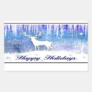 Happy Holidays Deer Scene Sticker