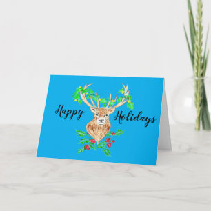 Happy Holidays Deer Thank You Card
