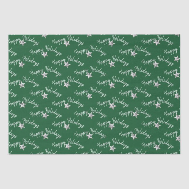 Happy Holidays Diamond Stars  Tissue Paper (Front)