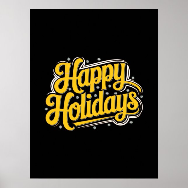 Happy Holidays Digital Graphic Art Poster (Front)