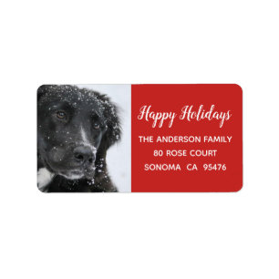 Happy Holidays Dog And Snow Return Address Label