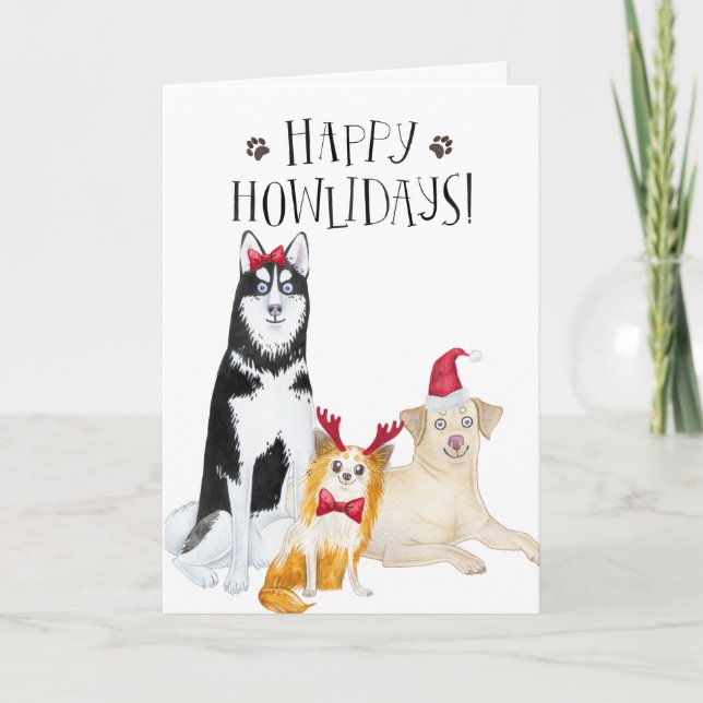 Happy Holidays Dog Shelter Holiday Greeting Card (Front)