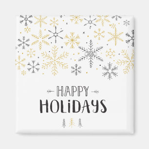 Happy Holidays Doodle Winter Season Snowflake Art Magnet
