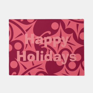 Happy Holidays Door Mat in Pink