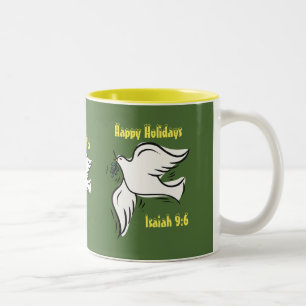 Happy Holidays Dove Customize It Christmas Two-Tone Coffee Mug