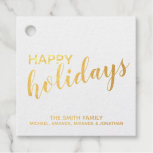'Happy Holidays' Elegant Gold Foil Favour Tags